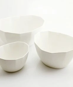 The Bright Angle Porcelain Nesting Bowl Set - Silk White Home Goods