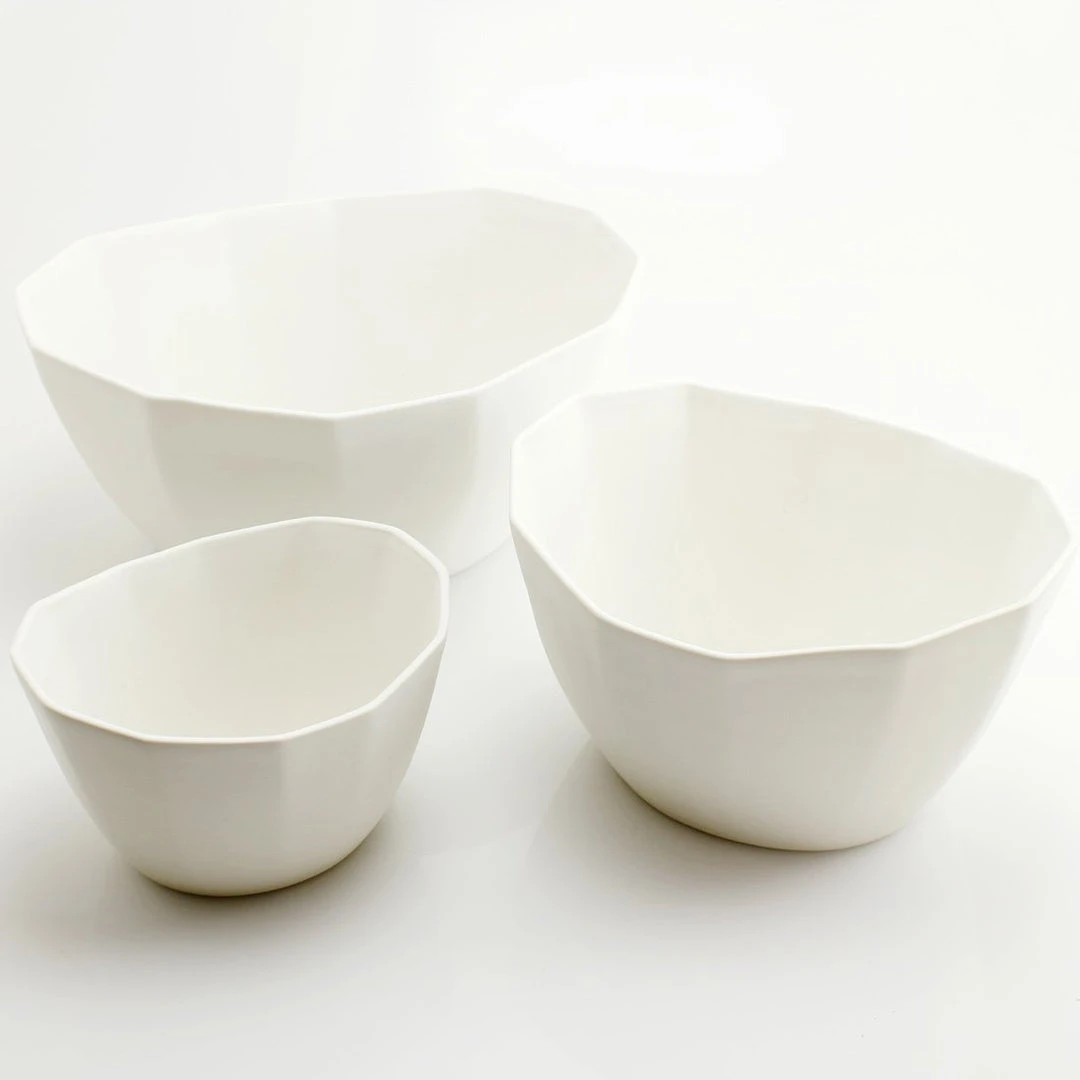 The Bright Angle Porcelain Nesting Bowl Set - Silk White Home Goods 2 The Bright Angle Porcelain Nesting Bowl Set - Silk White Home Goods
