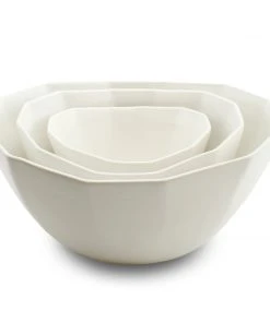 The Bright Angle Porcelain Nesting Bowl Set - Silk White Home Goods
