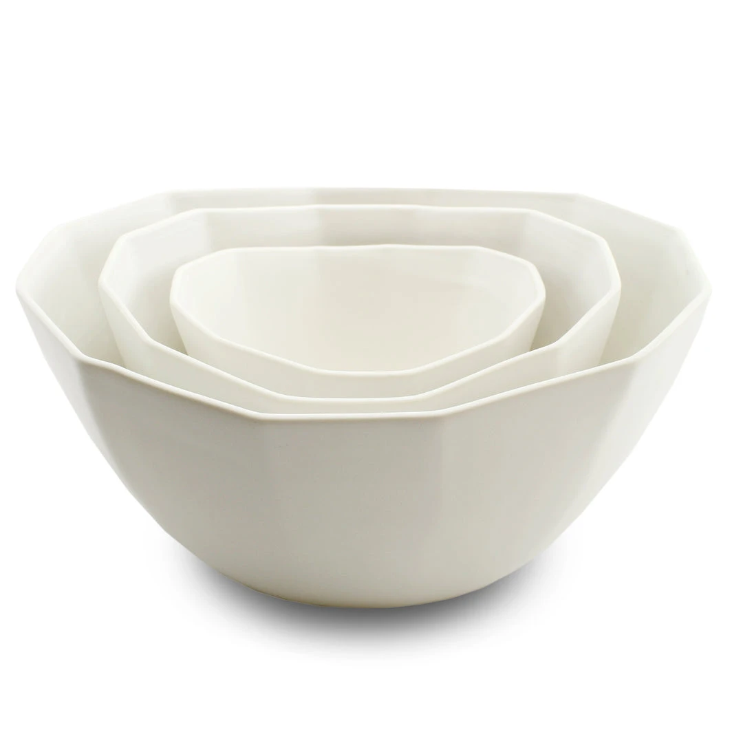 The Bright Angle Porcelain Nesting Bowl Set - Silk White Home Goods 1 The Bright Angle Porcelain Nesting Bowl Set - Silk White Home Goods