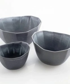 The Bright Angle Porcelain Nesting Bowl Set - Mica Black