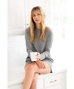 Leena & Lu Pima Long Sleeve Shirt - Gray BIPOC Owned