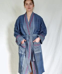 Home & Loft Tribeca Unisex Long Turkish Robe - Indigo