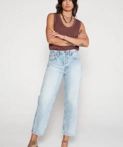 ÉTICA New Arrivals Tyler Vintage Straight Crop Jeans - Pebble Beach