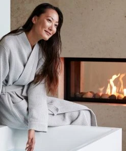 Coyuchi Unisex Waffle Robe - Fog