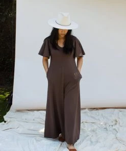 Mien Villa Flutter Sleeve Jumpsuit Clothing