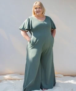 Mien Villa Flutter Sleeve Jumpsuit Clothing