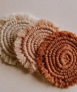 Village Thrive Kera Sunrise Macrame Coaster Set Kitchen + Dining