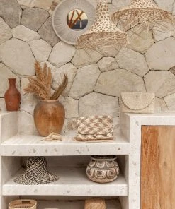 Village Thrive Accessories Plaid Rattan Clutch Bag