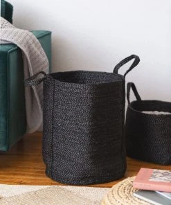 Will & Atlas Jute Laundry Basket - Charcoal Home Goods
