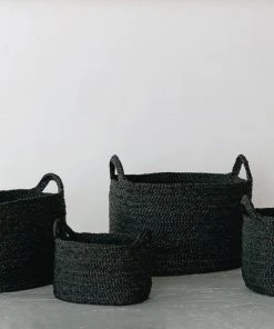 Will & Atlas Oval Jute Baskets - Charcoal 2 Will & Atlas Oval Jute Baskets - Charcoal