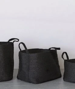 Will & Atlas Home Goods Small Jute Basket - Charcoal