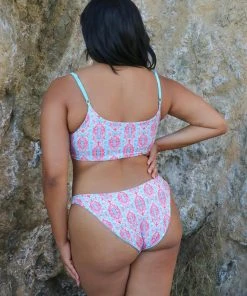 Wolven Reversible Ruched Recycled Swimsuit Top - Amalfi