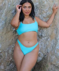 Wolven Reversible Ruched Recycled Swimsuit Top - Amalfi