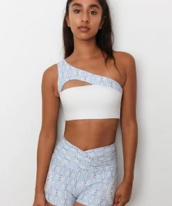 Wolven Reversible One Shoulder Recycled Top - Aquarius Activewear + Athleisure