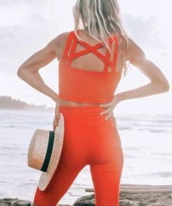 Wolven Double Cross Recycled Top - Cayenne Activewear + Athleisure