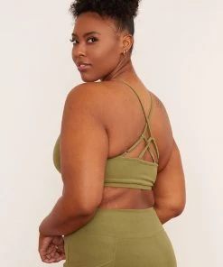 Wolven Reversible Crisscross Recycled Bra - Eucalyptus Activewear + Athleisure