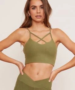 Wolven Reversible Crisscross Four-Way Recycled Top - Eucalyptus Activewear + Athleisure