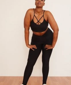 Wolven Activewear + Athleisure Reversible Crisscross Four-Way Recycled Top - Onyx