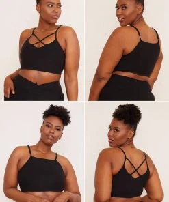 Wolven Activewear + Athleisure Reversible Crisscross Four-Way Recycled Top - Onyx