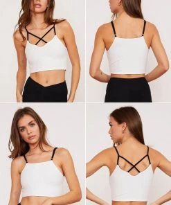 Wolven Activewear + Athleisure Reversible Crisscross Four-Way Recycled Top - Onyx