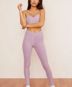 Wolven Recycled Crossover Pocket Legging - Lavender