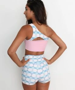 Wolven Reversible One Shoulder Recycled Swimsuit Top - Echo