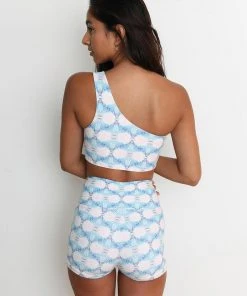 Wolven Reversible One Shoulder Recycled Swimsuit Top - Echo