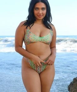 Wolven Reversible Ruched Recycled Swimsuit Top - Fauna