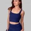 Wolven Activewear + Athleisure Double Cross Recycled Top - Indigo