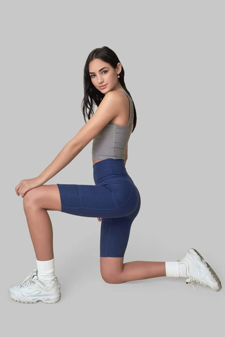 Wolven Recycled Bike Short With Pockets - Indigo Activewear + Athleisure 3 Wolven Recycled Bike Short With Pockets - Indigo Activewear + Athleisure