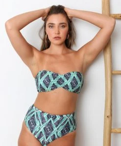 Wolven Recycled Bandeau Swimsuit Top - Jungle