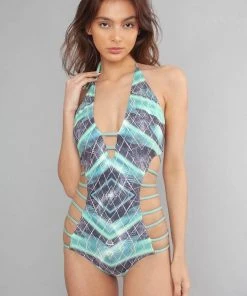Wolven Reversible Cage Recycled One Piece Swimsuit - Jungle