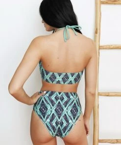 Wolven Reversible High-Waisted Recycled Bikini Bottom - Jungle