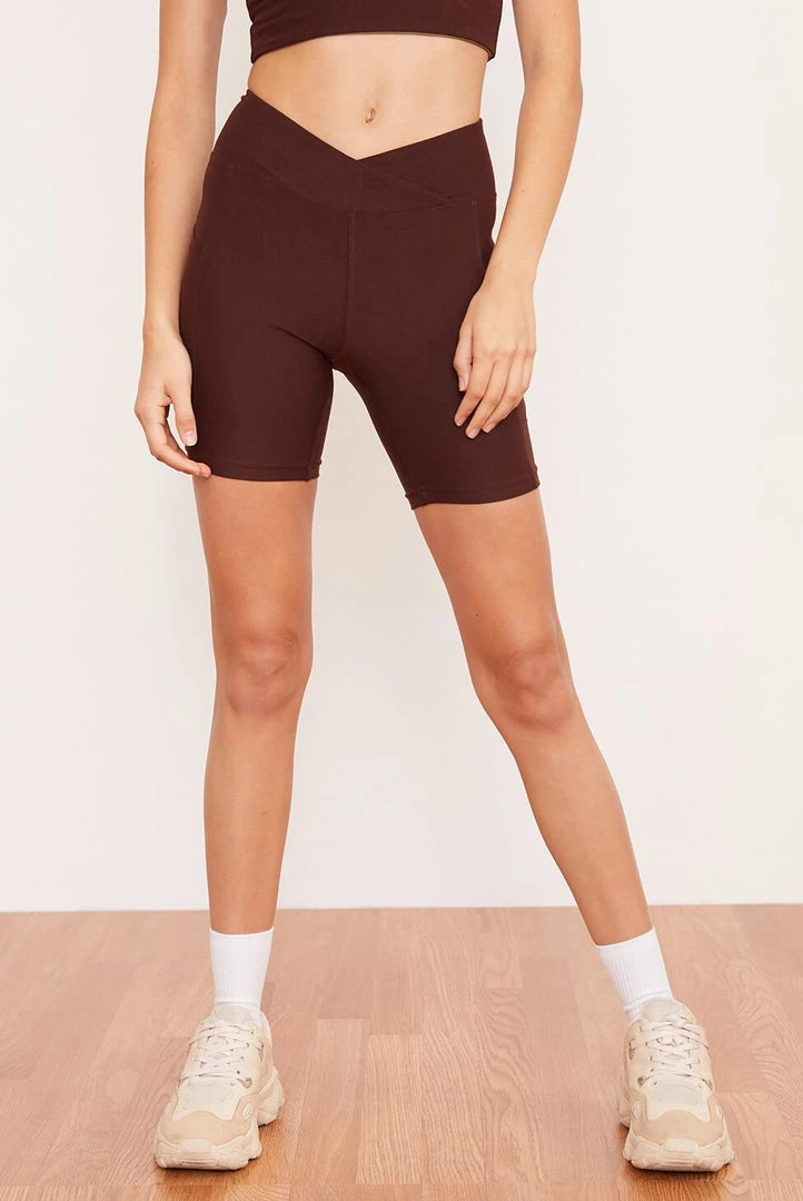 Wolven Recycled Midi Bike Short - Chai 2 Wolven Recycled Midi Bike Short - Chai