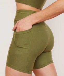 Wolven Recycled Midi Bike Short - Eucalyptus Activewear + Athleisure