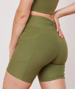 Wolven Recycled Midi Bike Short - Eucalyptus Activewear + Athleisure