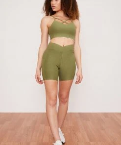 Wolven Recycled Midi Bike Short - Eucalyptus Activewear + Athleisure