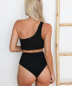 Wolven Reversible High-Waisted Recycled Bikini Bottom - Oasis