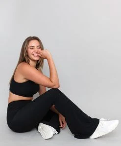 Wolven Activewear + Athleisure Recycled Bell Bottom - Onyx