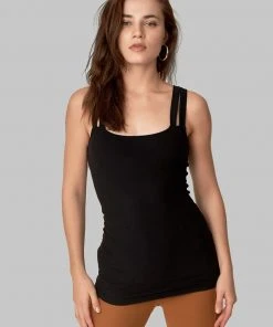 Wolven Double Cross Recycled Tank - Onyx