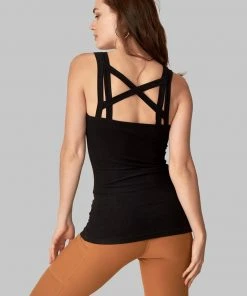 Wolven Double Cross Recycled Tank - Onyx