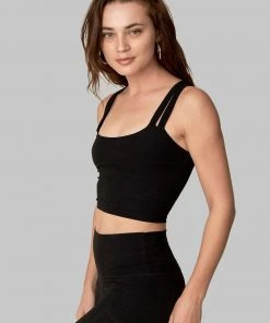 Wolven Double Cross Recycled Top - Onyx Activewear + Athleisure