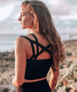 Wolven Double Cross Recycled Top - Onyx Activewear + Athleisure