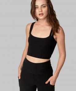 Wolven Double Cross Recycled Top - Onyx Activewear + Athleisure