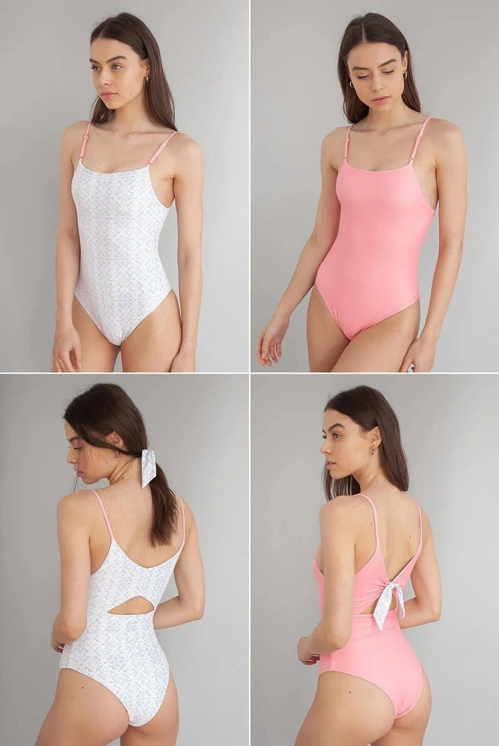 Wolven Reversible Eight-Way Recycled One Piece Swimsuit - Riviera 4 Wolven Reversible Eight-Way Recycled One Piece Swimsuit - Riviera