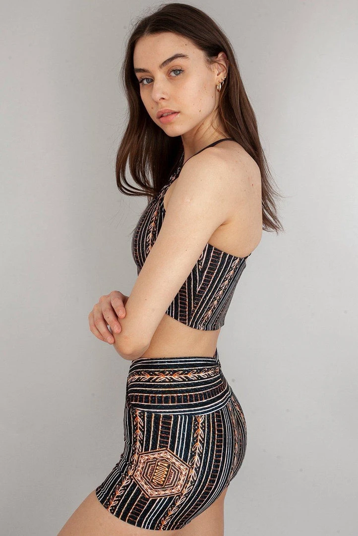 Wolven Crossover Recycled High-Waisted Short - Zephyr 6 Wolven Crossover Recycled High-Waisted Short - Zephyr