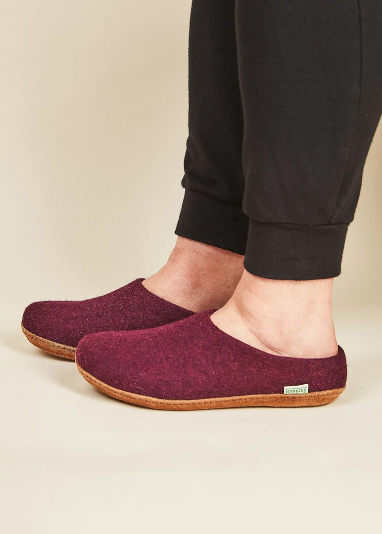 Kyrgies Women's Molded Sole Low Back Wool Slippers - Plum 2 Kyrgies Women's Molded Sole Low Back Wool Slippers - Plum