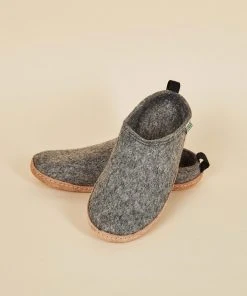 Kyrgies Women's Wool Slipper Slides - Gray Shoes