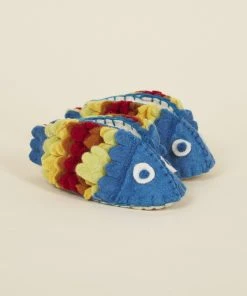 Silk Road Bazaar Wool Baby Booties - Fish